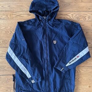 Vintage Reebok Dark Blue Hooded Jacket